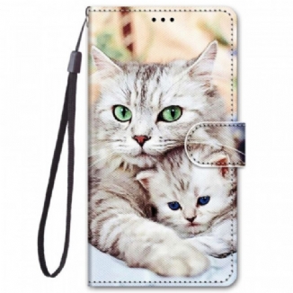 Capa Folio Para Xiaomi Redmi Note 11 Pro Plus 5G Família De Gatos