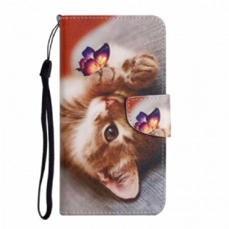 Capa Folio Para Xiaomi Redmi Note 11 Pro Plus 5G Minha Gatinha E Borboleta