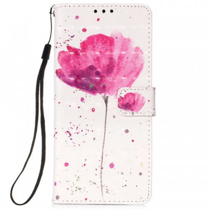 Capa Capa Folio Para Xiaomi Redmi Note 11 Pro Plus 5G Papoula Aquarela