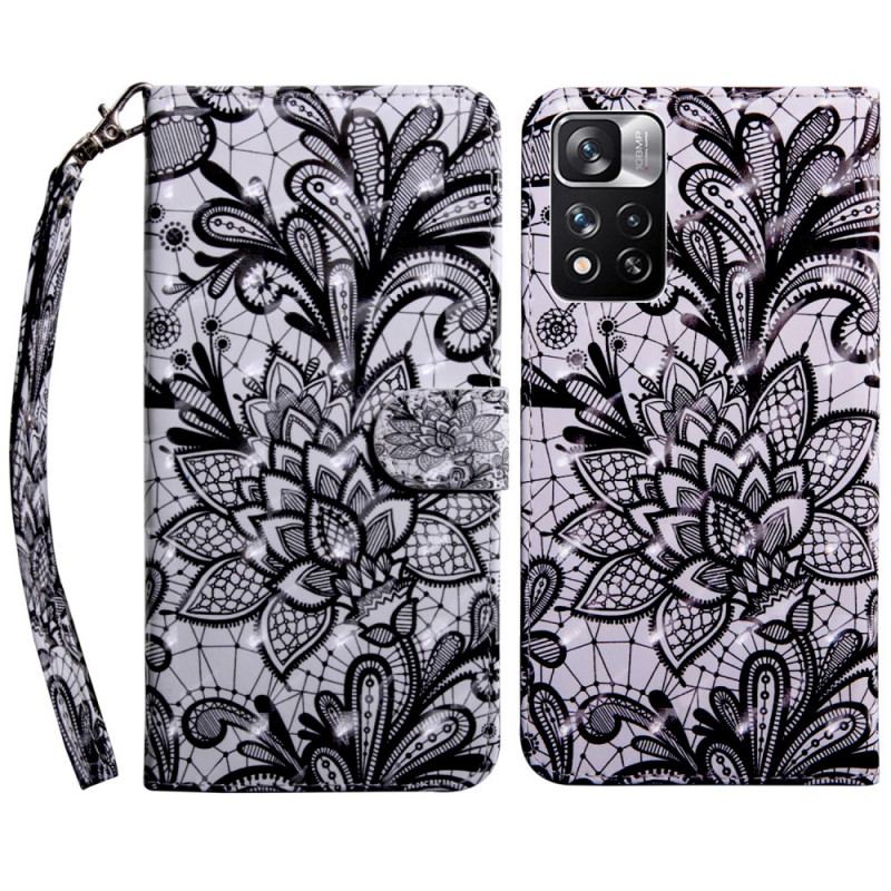 Capa Folio Para Xiaomi Redmi Note 11 Pro Plus 5G Renda Chique