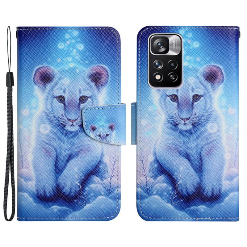 Capa Folio Para Xiaomi Redmi Note 11 Pro Plus 5G Tigre De Neve