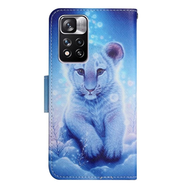 Capa Folio Para Xiaomi Redmi Note 11 Pro Plus 5G Tigre De Neve