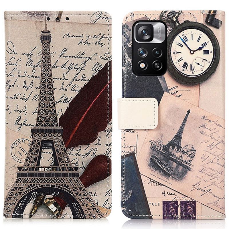 Capa Folio Para Xiaomi Redmi Note 11 Pro Plus 5G Torre Eiffel