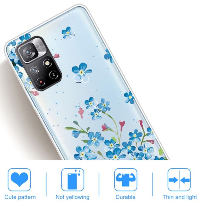 Capa Para Xiaomi Redmi Note 11 Pro Plus 5G Buquê De Flores Azuis