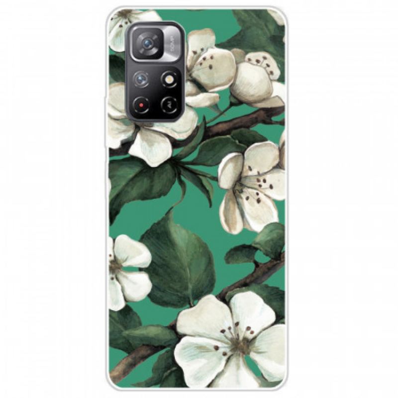 Capa Para Xiaomi Redmi Note 11 Pro Plus 5G Flores Brancas De Silicone