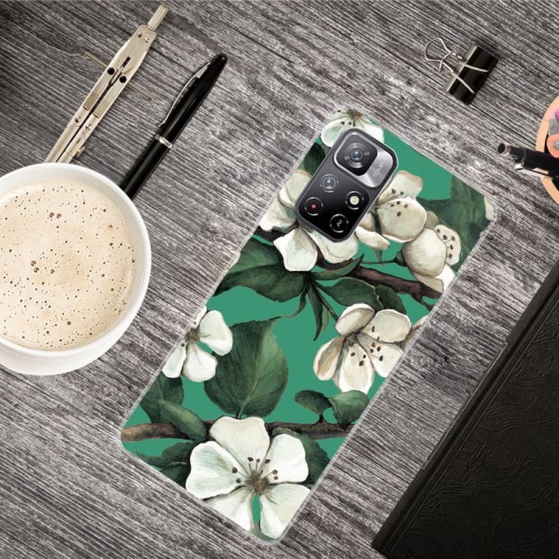 Capa Para Xiaomi Redmi Note 11 Pro Plus 5G Flores Brancas De Silicone