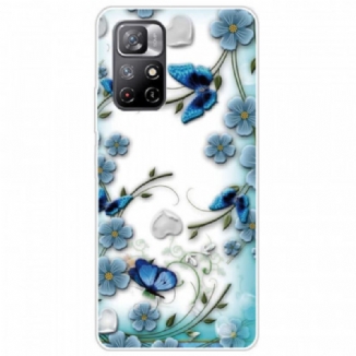 Capa Para Xiaomi Redmi Note 11 Pro Plus 5G Flores E Borboletas Azuis