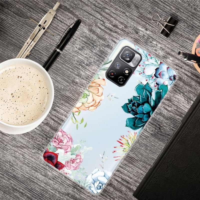 Capa Para Xiaomi Redmi Note 11 Pro Plus 5G Flores Em Aquarela Sem Costura