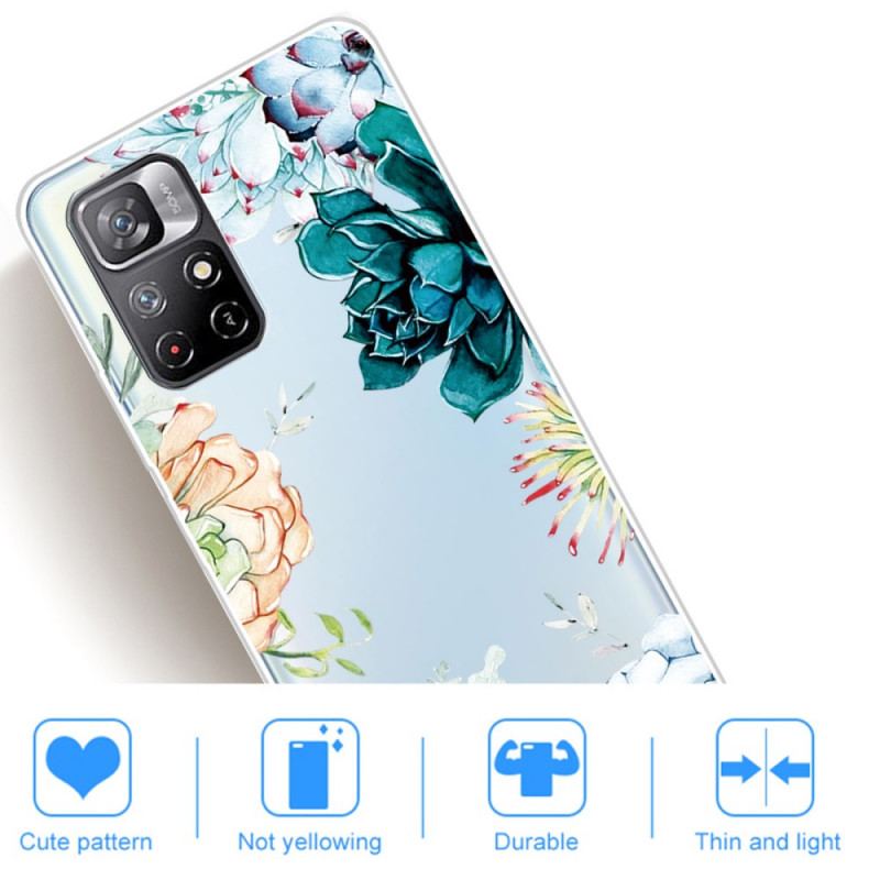 Capa Para Xiaomi Redmi Note 11 Pro Plus 5G Flores Em Aquarela Sem Costura