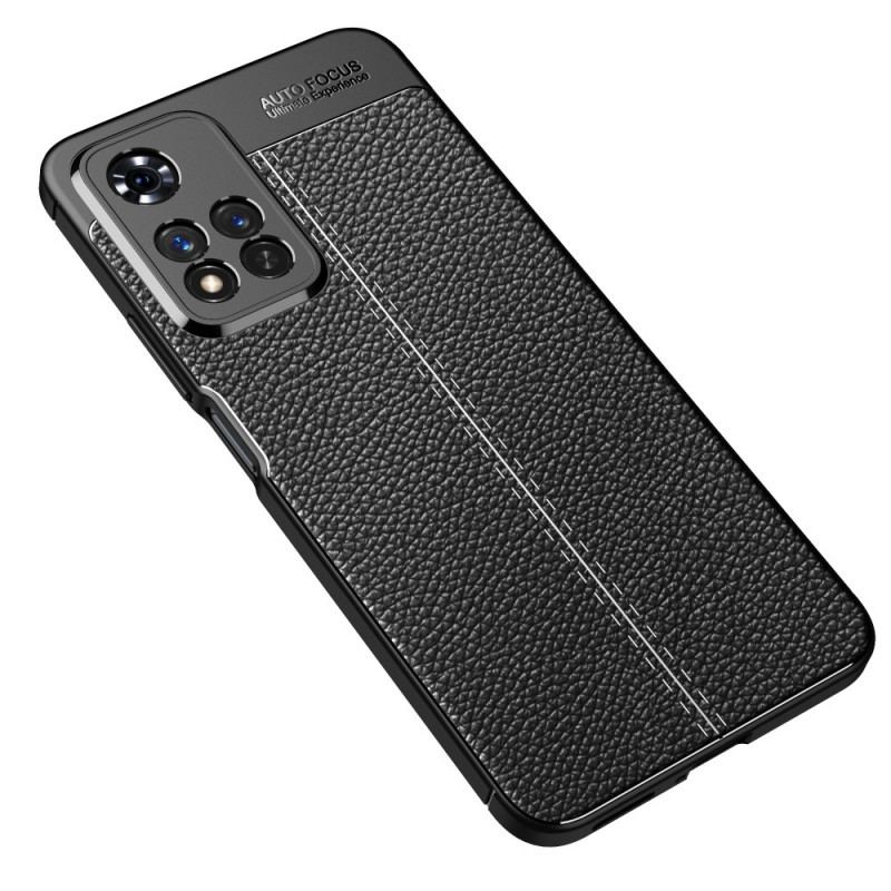 Capa Para Xiaomi Redmi Note 11 Pro Plus 5G Linha Dupla Efeito Couro Litchi