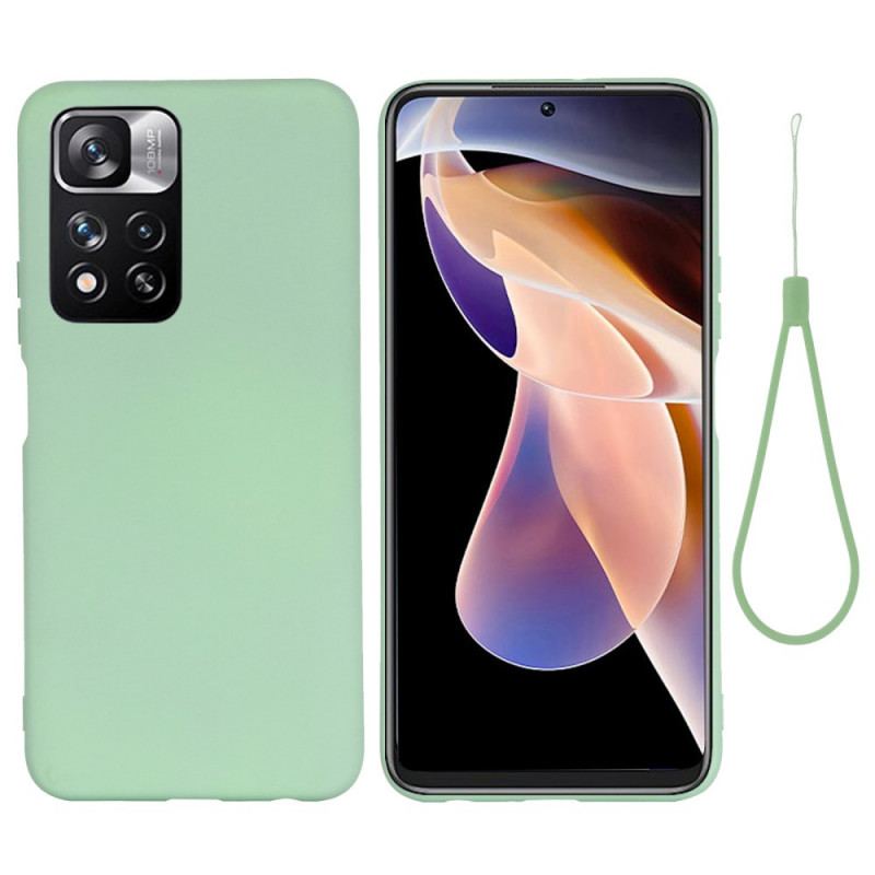 Capa Para Xiaomi Redmi Note 11 Pro Plus 5G Silicone Líquido Com Cordão