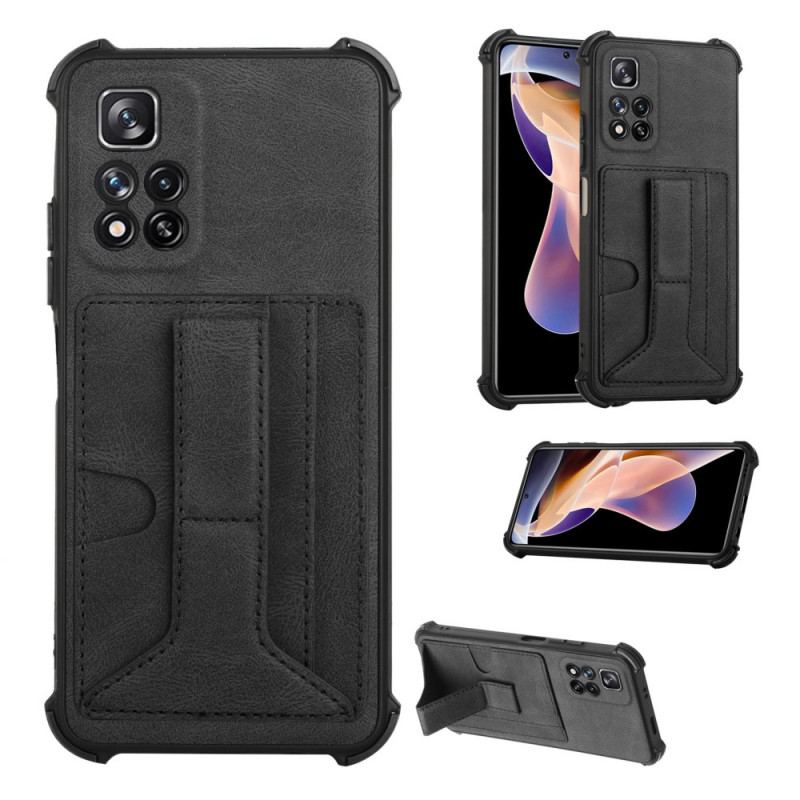 Capa Para Xiaomi Redmi Note 11 Pro Plus 5G Suporte De Couro E Porta-cartões