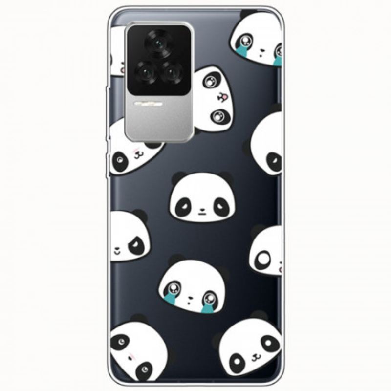 Capa De Celular Para Poco F4 Cabeças De Panda