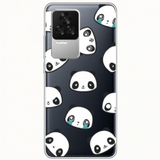 Capa De Celular Para Poco F4 Cabeças De Panda