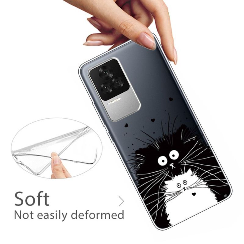 Capa De Celular Para Poco F4 Gato Branco Gato Preto