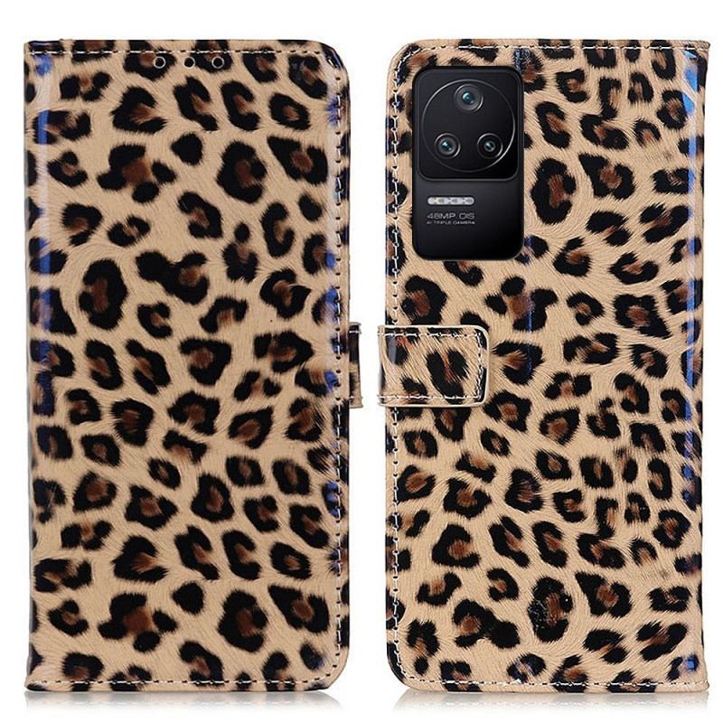 Capa Flip Para Poco F4 Estilo De Pele De Leopardo