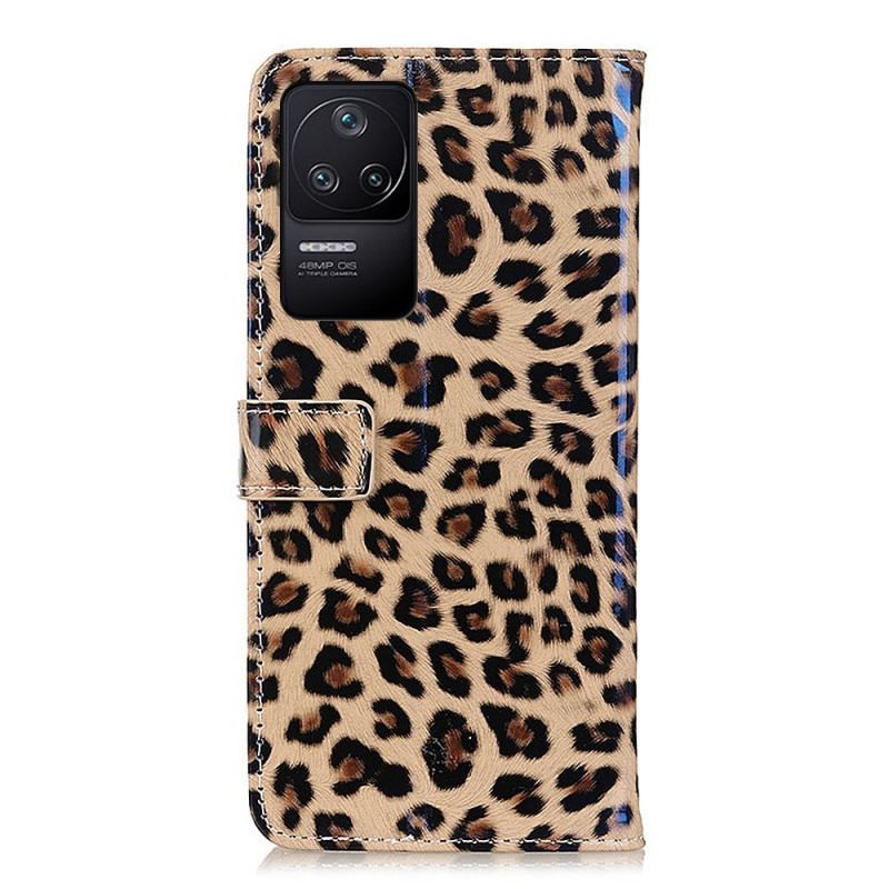 Capa Flip Para Poco F4 Estilo De Pele De Leopardo