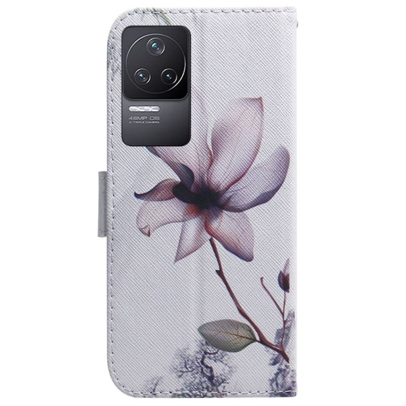 Capa Flip Para Poco F4 Flor Rosa Panda