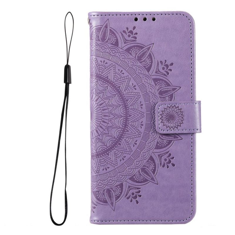 Capa Flip Para Poco F4 Mandala Sol Com Cordão