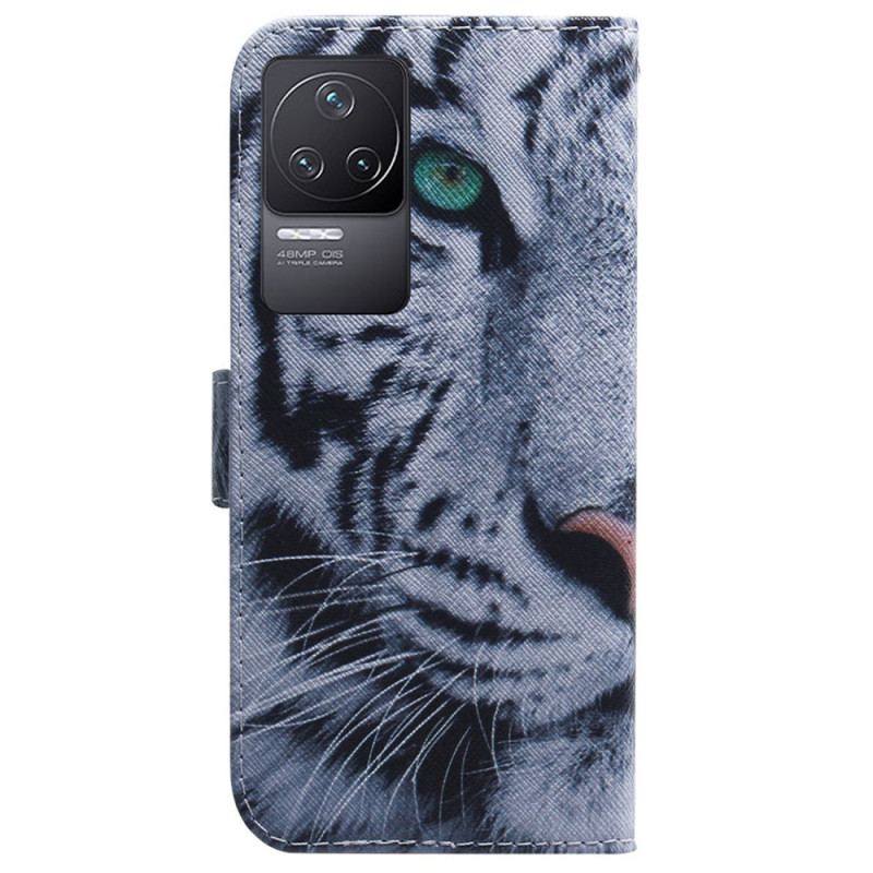 Capa Flip Para Poco F4 Tigre Branco