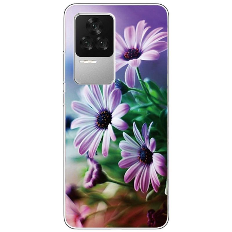 Capa Para Poco F4 Silicone Floral