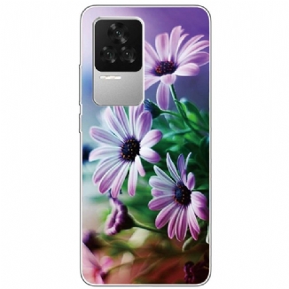 Capa Para Poco F4 Silicone Floral