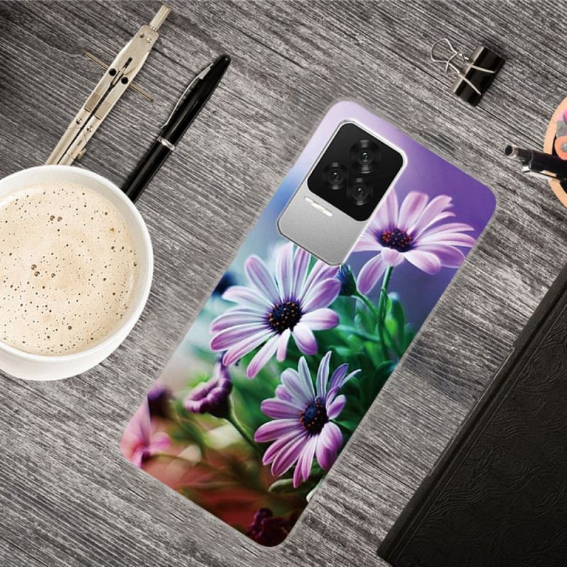 Capa Para Poco F4 Silicone Floral