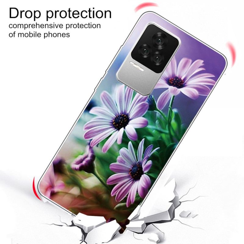 Capa Para Poco F4 Silicone Floral