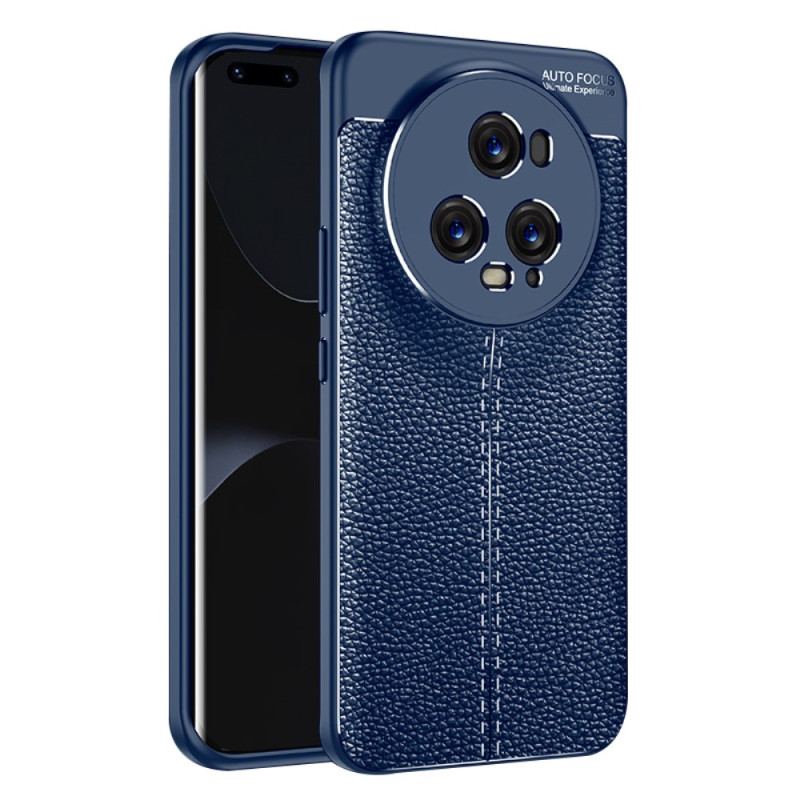 Capa De Celular Para Honor Magic 5 Pro Linha Dupla Efeito Couro Litchi