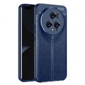 Capa De Celular Para Honor Magic 5 Pro Linha Dupla Efeito Couro Litchi