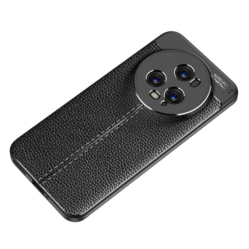 Capa De Celular Para Honor Magic 5 Pro Linha Dupla Efeito Couro Litchi