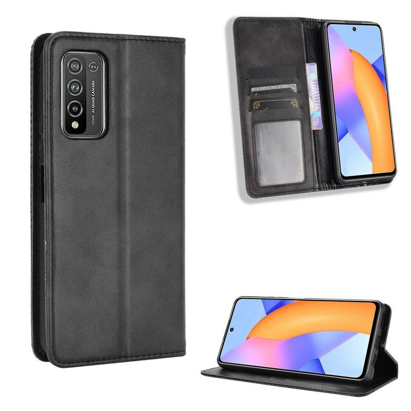 Capa De Celular Para Honor 10X Lite Flip Efeito Couro Vintage Estilizado