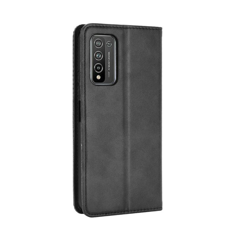 Capa De Celular Para Honor 10X Lite Flip Efeito Couro Vintage Estilizado