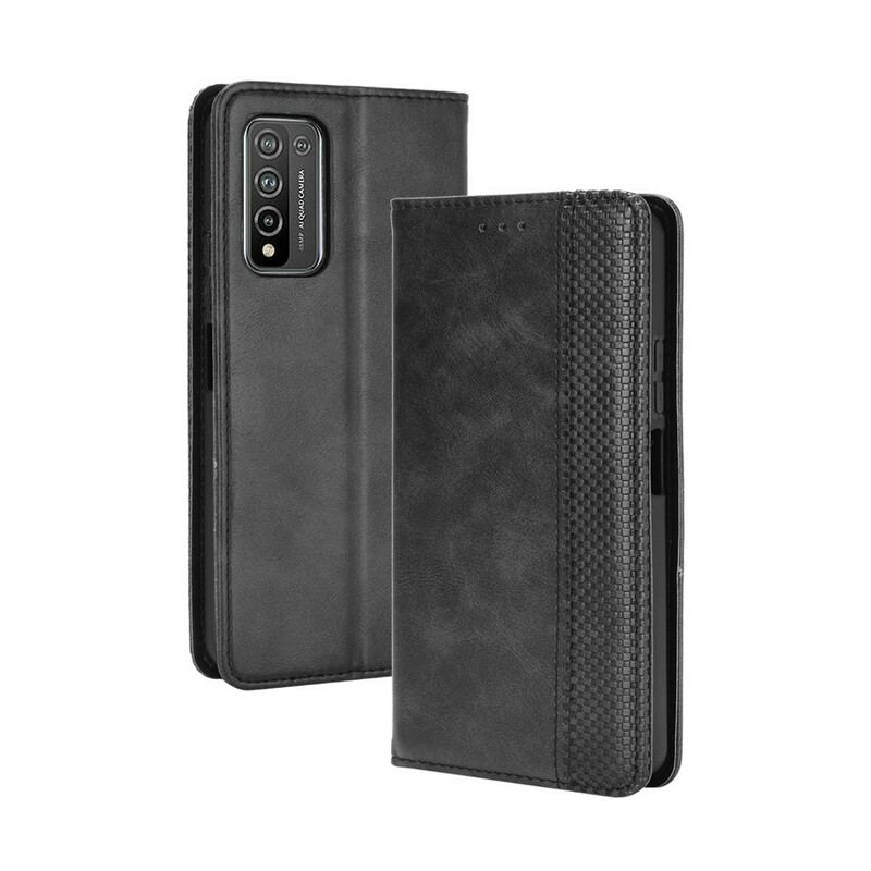 Capa De Celular Para Honor 10X Lite Flip Efeito Couro Vintage Estilizado