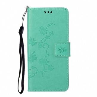 Capa Folio Para Honor 10X Lite De Cordão Tanga Borboletas E Flores