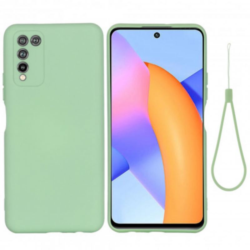 Capa Para Honor 10X Lite Silicone Líquido Com Cordão