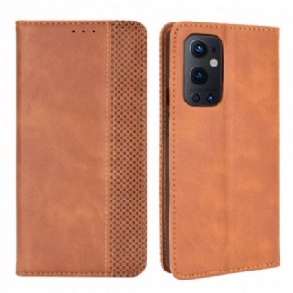 Capa De Celular Para OnePlus 9 Pro Flip Efeito Couro Vintage Estilizado