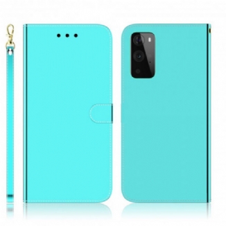 Capa Folio Para OnePlus 9 Pro Capa De Espelho De Couro Sintético