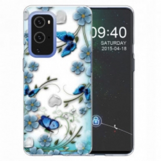 Capa Para OnePlus 9 Pro Borboletas E Flores Retrô