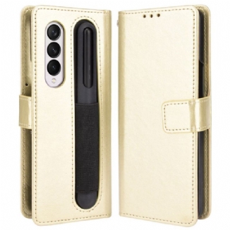 Capa De Couro Para Samsung Galaxy Z Fold 4 De Cordão Strappy Empresarial Retrô