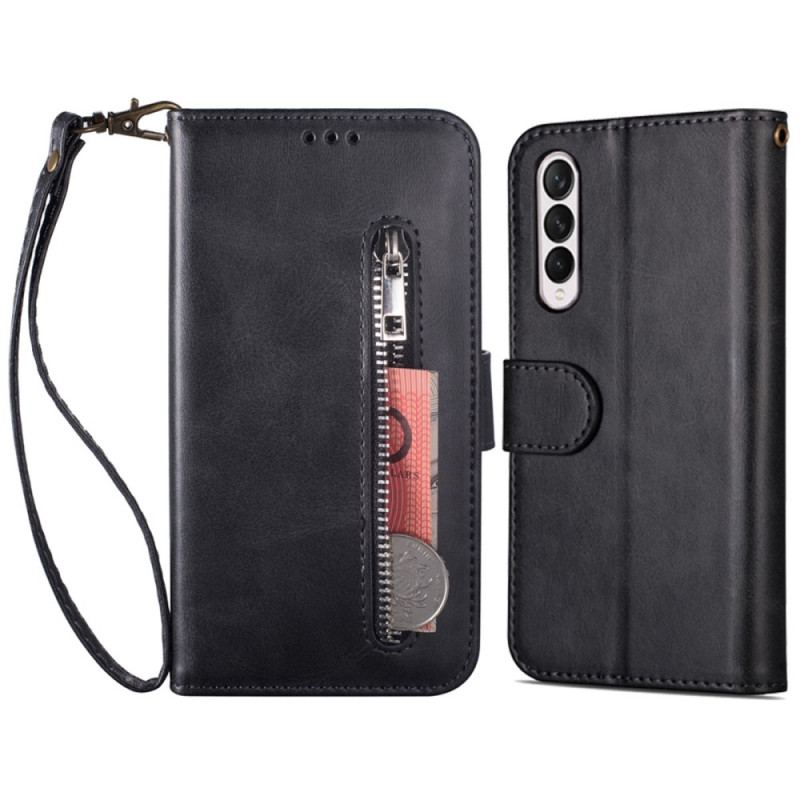 Capa De Couro Para Samsung Galaxy Z Fold 4 De Cordão Strappy Glamour