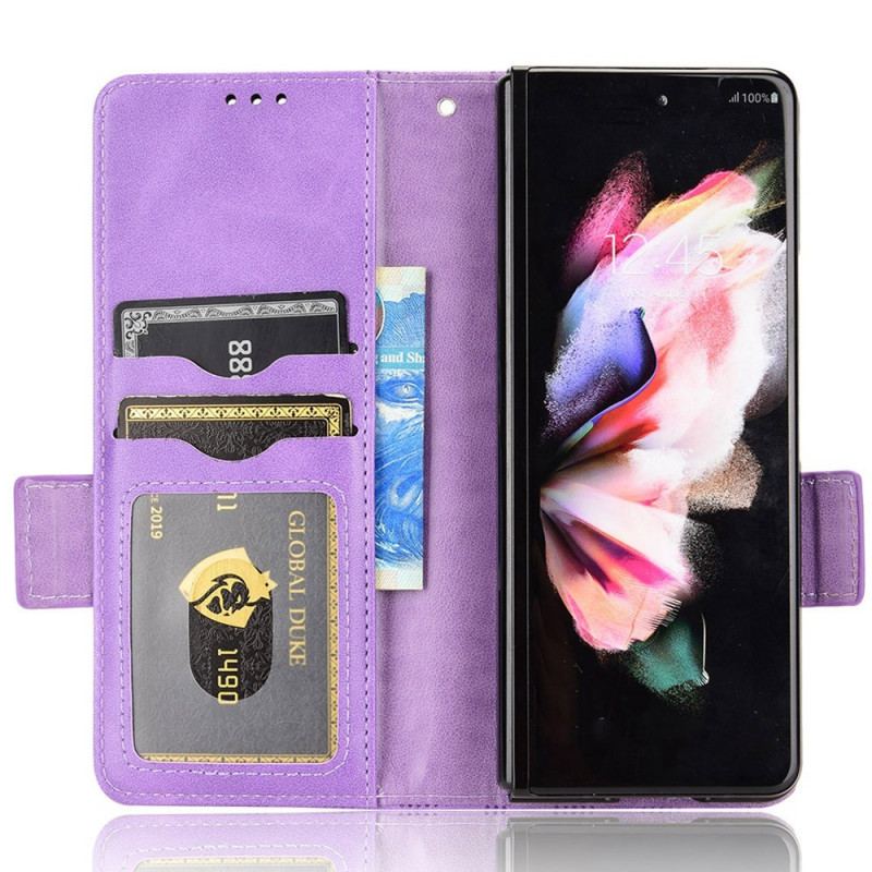 Capa De Couro Para Samsung Galaxy Z Fold 4 Cordão De Triângulos Perfurados Padrão