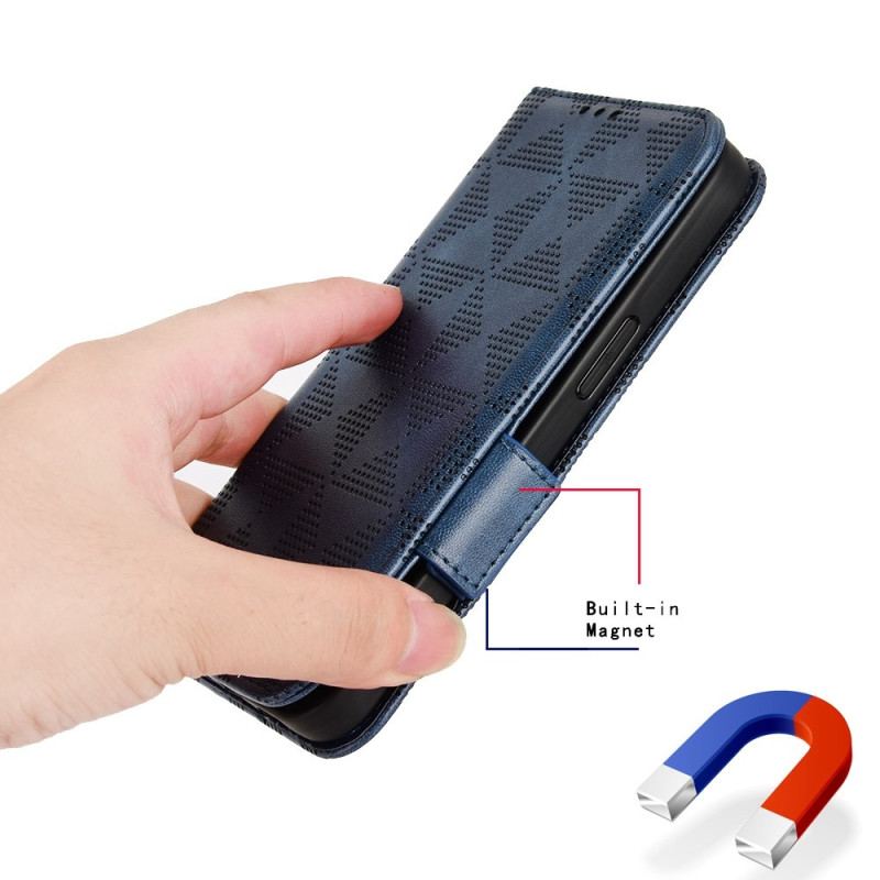 Capa De Couro Para Samsung Galaxy Z Fold 4 Cordão De Triângulos Perfurados Padrão