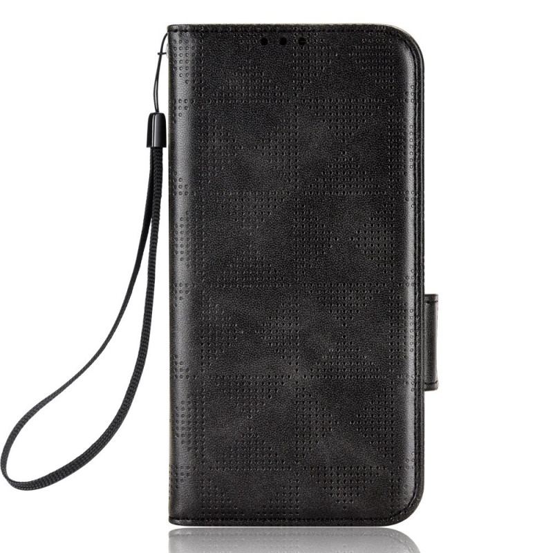 Capa De Couro Para Samsung Galaxy Z Fold 4 Cordão De Triângulos Perfurados Padrão