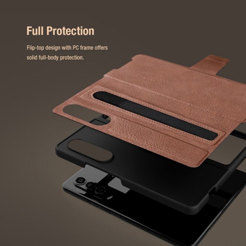 Capa Em Pele Para Samsung Galaxy Z Fold 4 Couro Sintético Nillkin