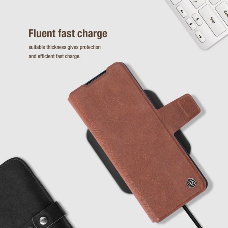 Capa Em Pele Para Samsung Galaxy Z Fold 4 Couro Sintético Nillkin