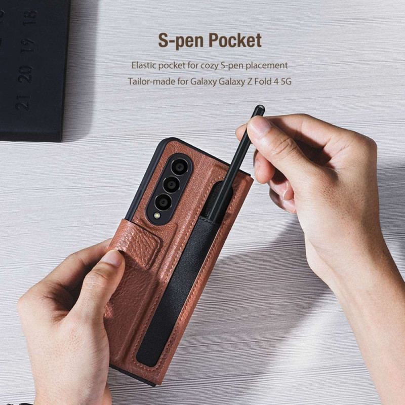 Capa Em Pele Para Samsung Galaxy Z Fold 4 Couro Sintético Nillkin