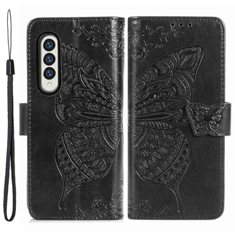 Capa Flip Para Samsung Galaxy Z Fold 4 Borboleta Gigante