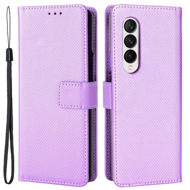 Capa Flip Para Samsung Galaxy Z Fold 4 De Cordão Correia De Diamante