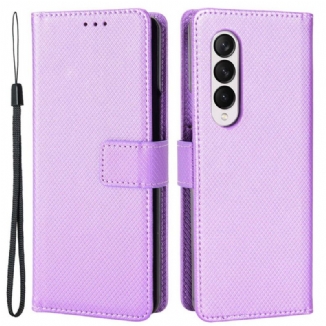 Capa Flip Para Samsung Galaxy Z Fold 4 De Cordão Correia De Diamante